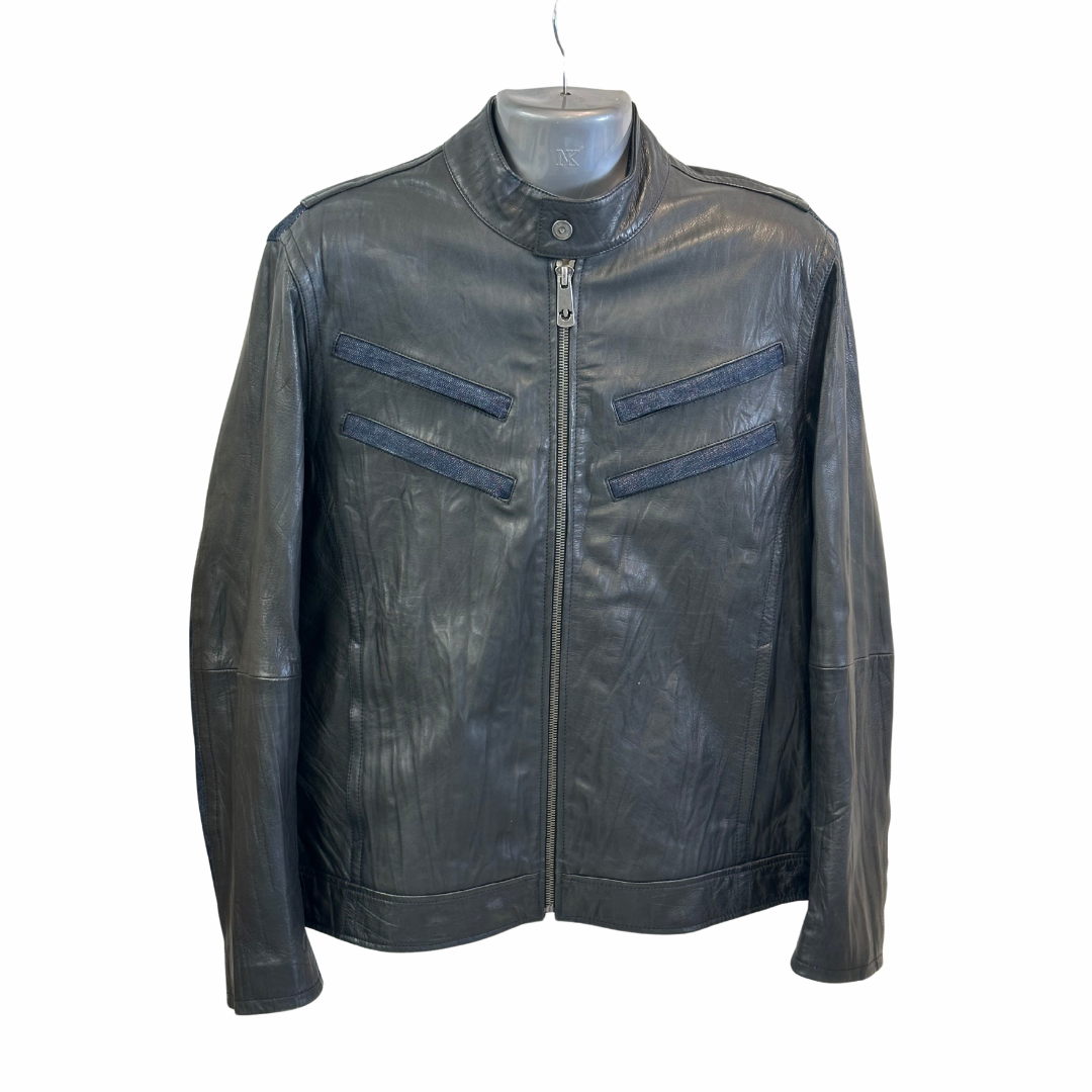 True Religion Mens Leather and Denim Jacket