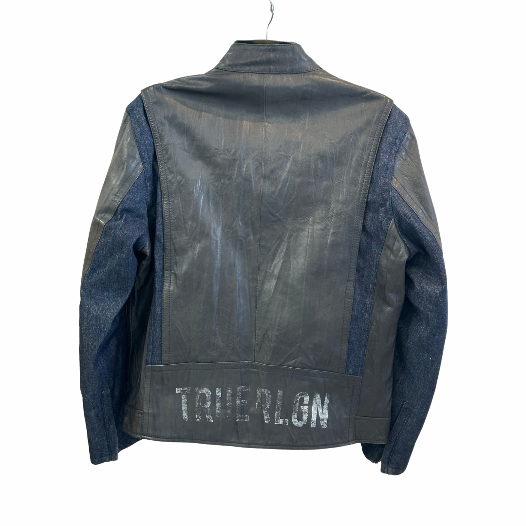 True Religion Mens Leather and Denim Jacket