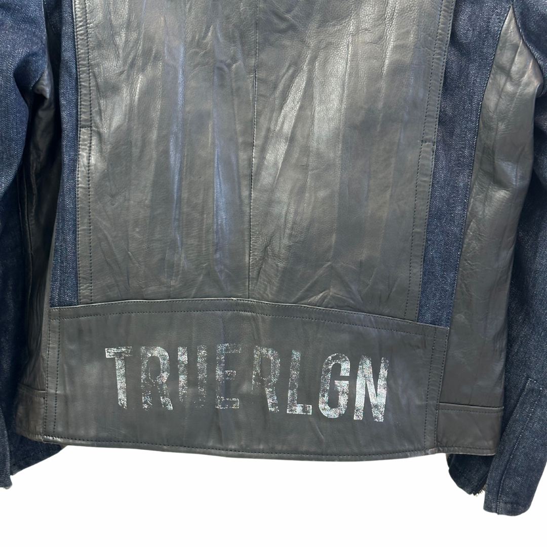 True Religion Mens Leather and Denim Jacket