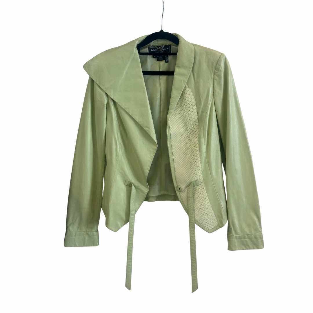 Salvatore Ferragamo Green Snake Skin & Leather Jacket - Pre Loved