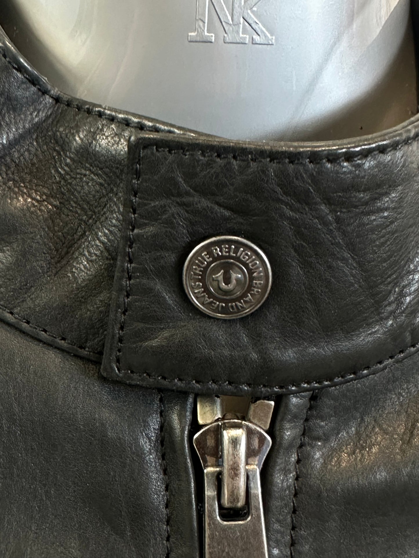 True Religion Mens Leather and Denim Jacket