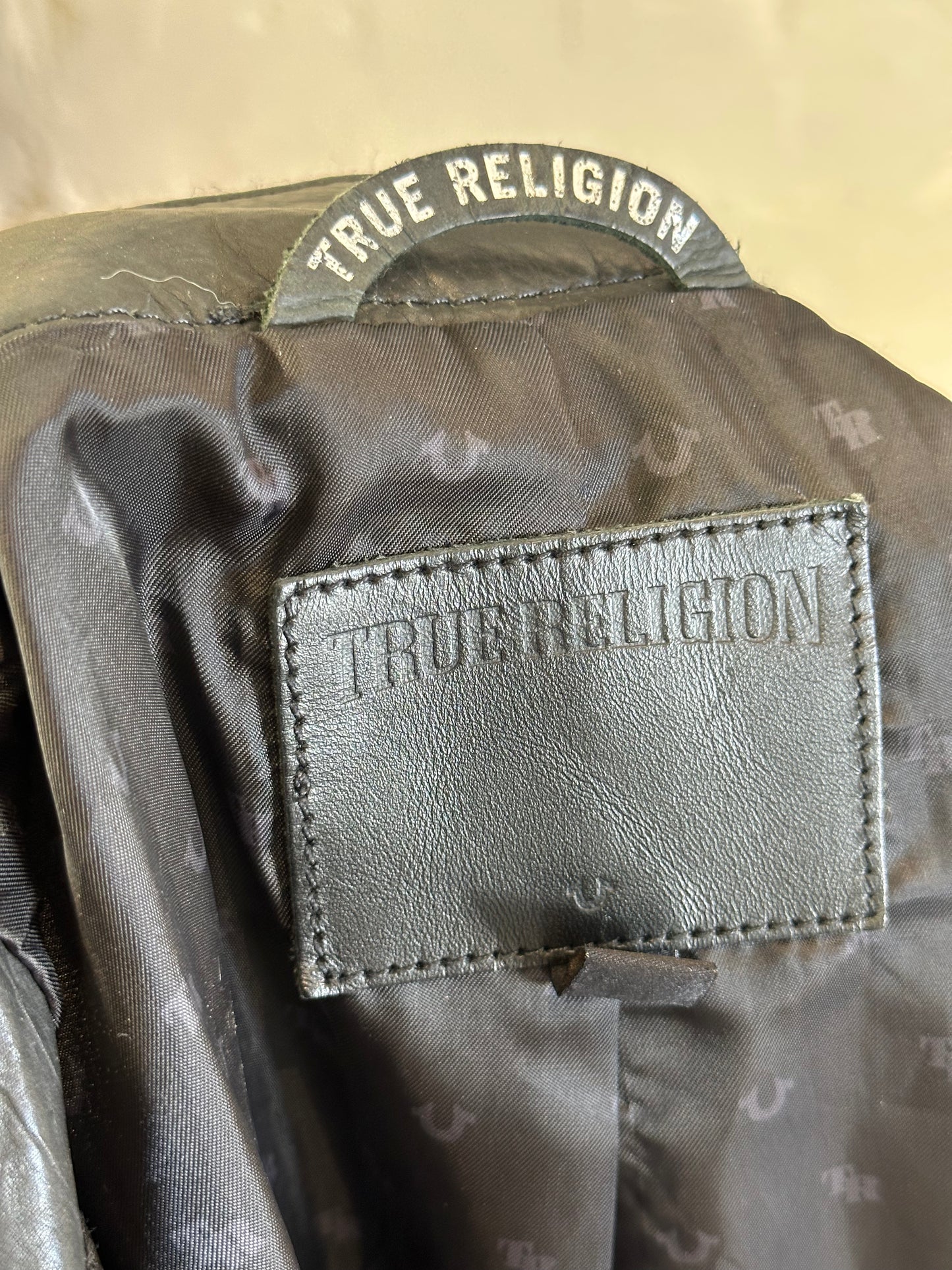True Religion Mens Leather and Denim Jacket